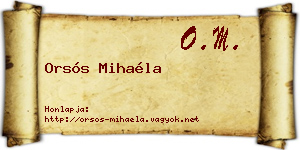 Orsós Mihaéla névjegykártya